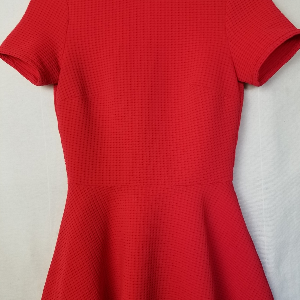 Opening Ceremony Clos Textured Dress Cherry Red Short Sleeves Size Small - Picture 9 of 15